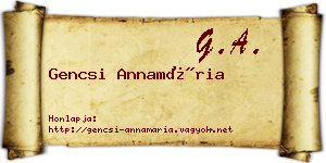 Gencsi Annamária névjegykártya